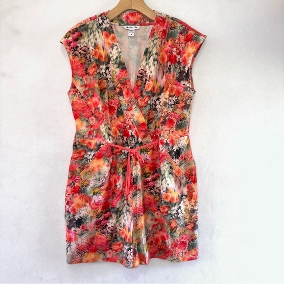 Athleta Marlow Renewed Blooms Pink/Orange Multi V-Neck Athleisure Romper Size M - Picture 3 of 9